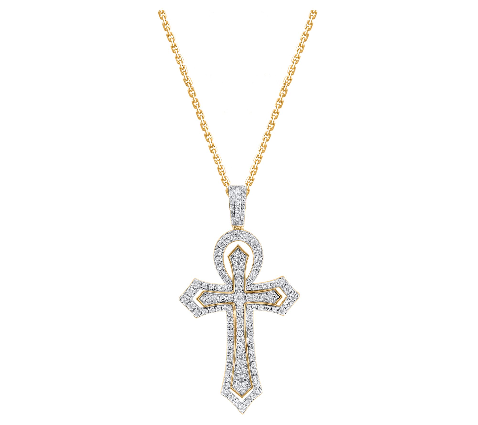 Affinity Diamonds Men's 1.50 cttw Two-Tone Cross Necklace, 14K