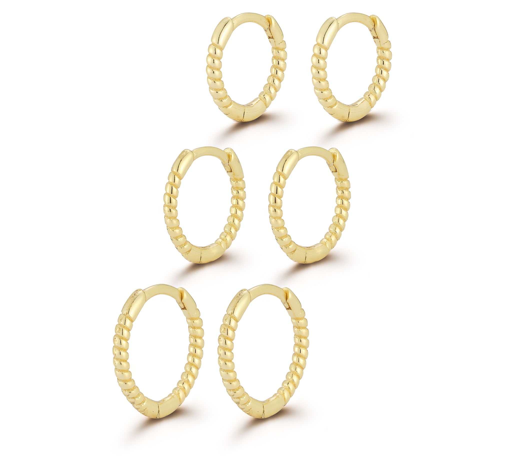 Sterlina Silver Twist Set of 3 Huggie Hoop Earrings, Sterling