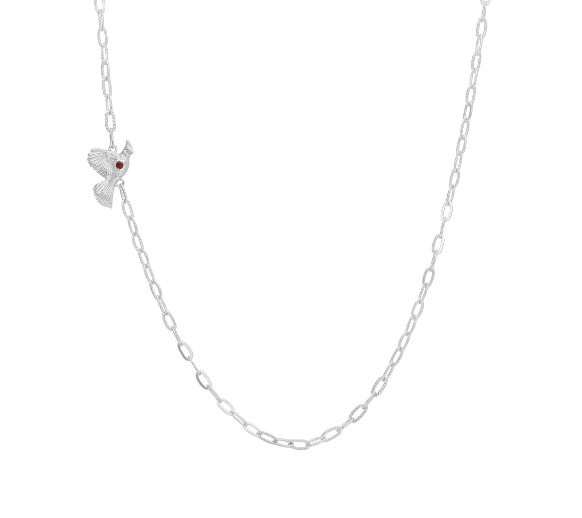 Goddaughters Garnet Cardinal Station Necklace,Sterling