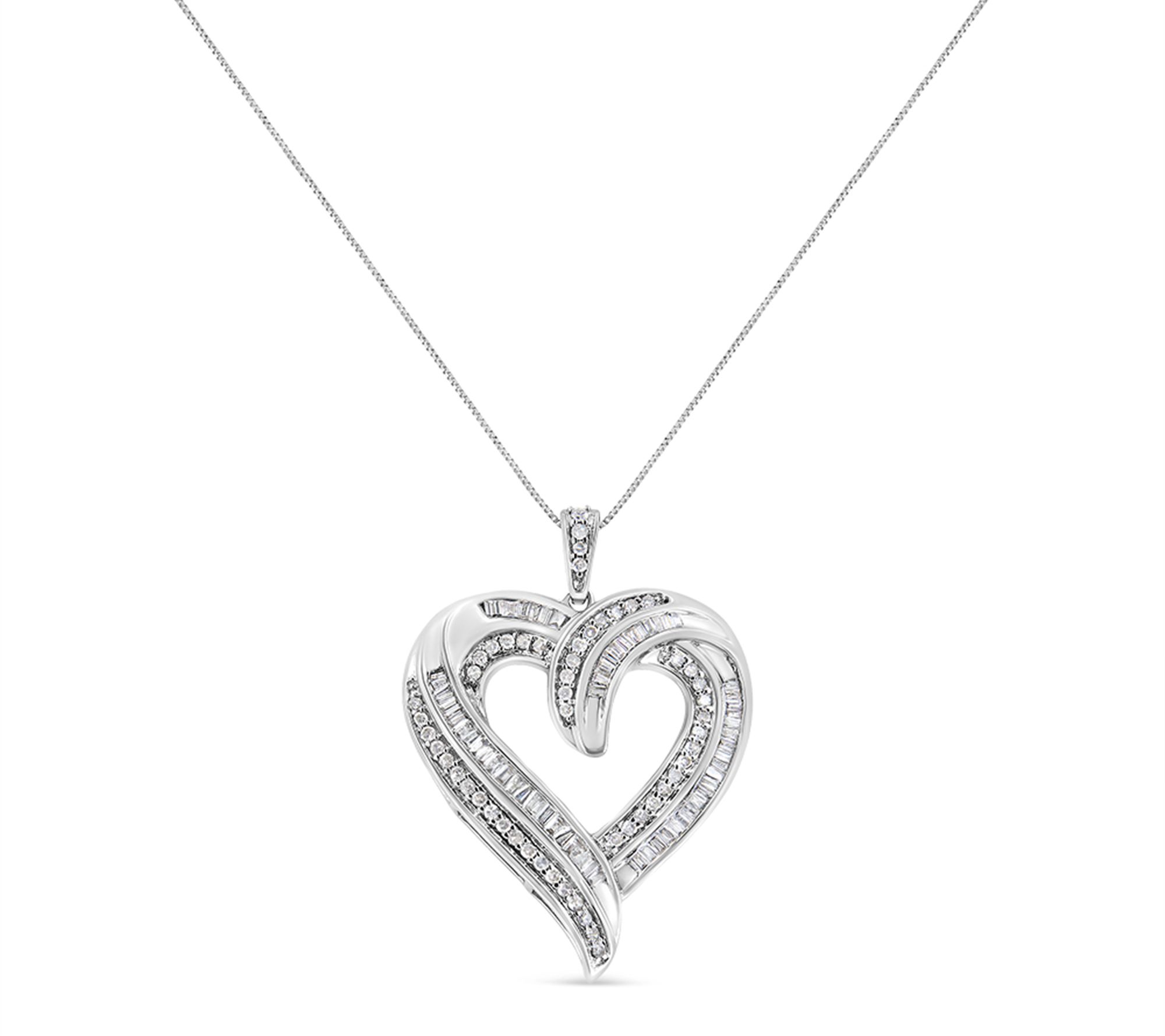 Haus of Brilliance 0.75 cttw Diamond Heart Necklace, Sterling