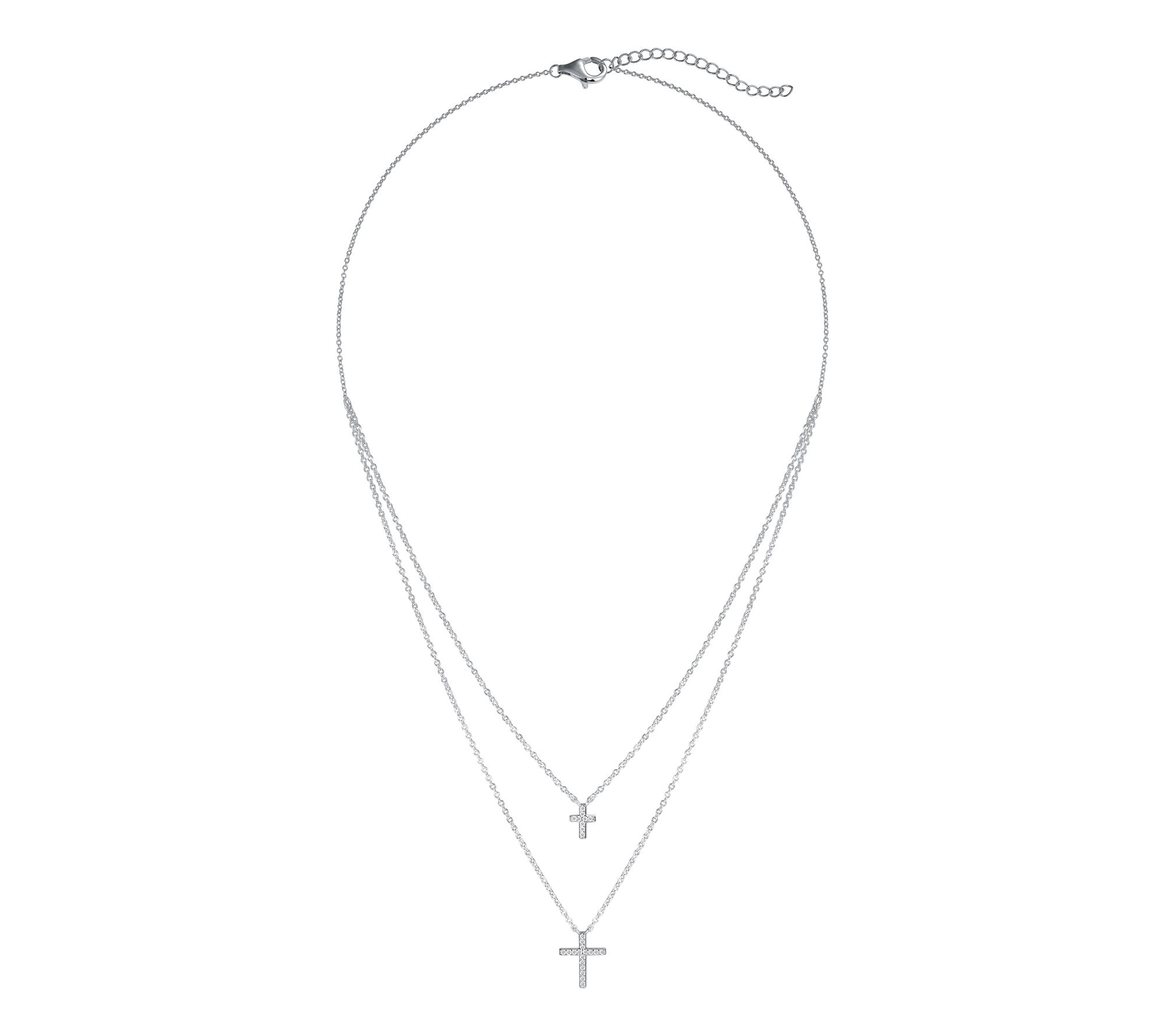 Diamonique X Jennifer Miller Layered Cross Necklace, Sterling