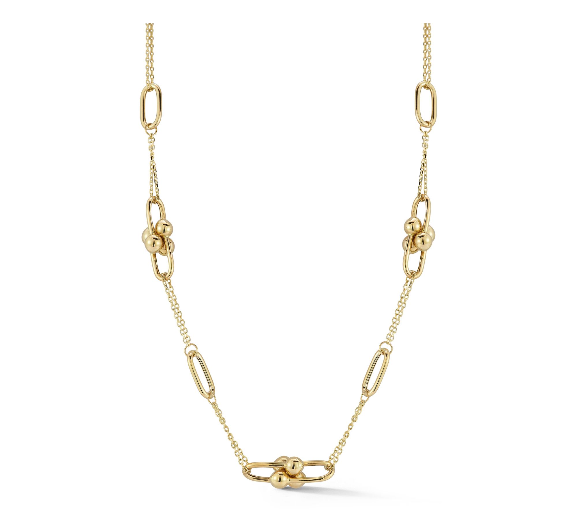 Luminosa Gold Double U-Link Station Necklace, 14K
