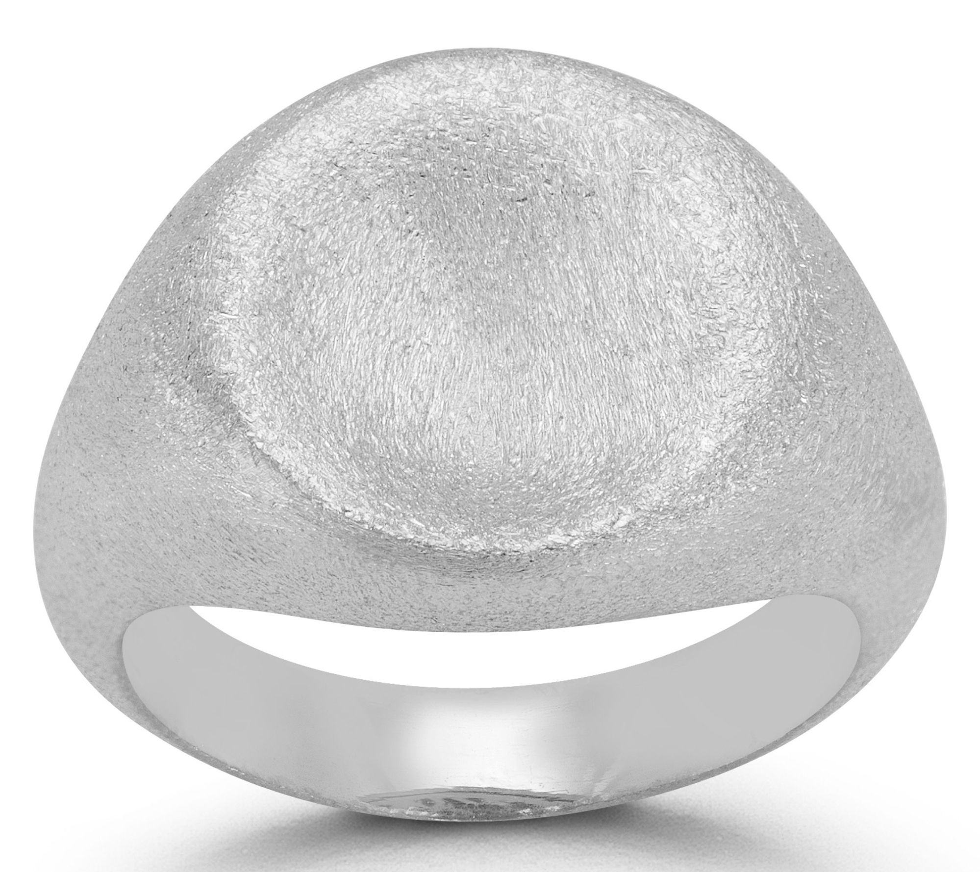 Sterlina Silver Round Satin Signet Ring, Sterling