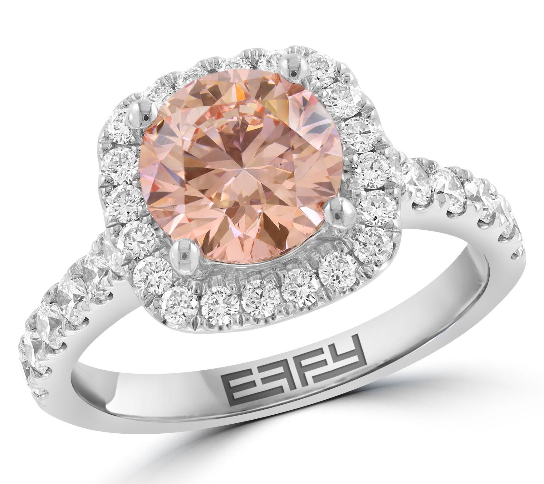 Effy Lab Grown Pink & White Diamond Ring, 14K White Gold