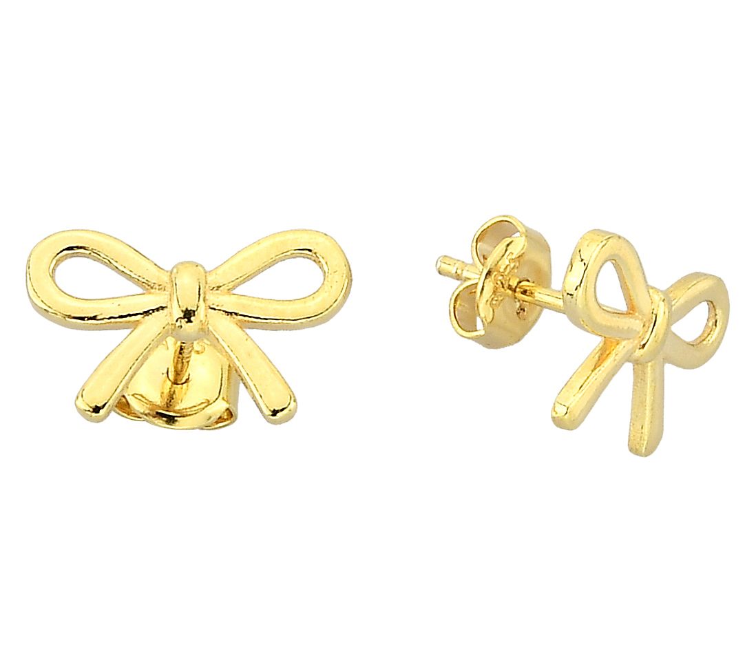 Silver Style High Polished Bow Stud Earrings, Sterling