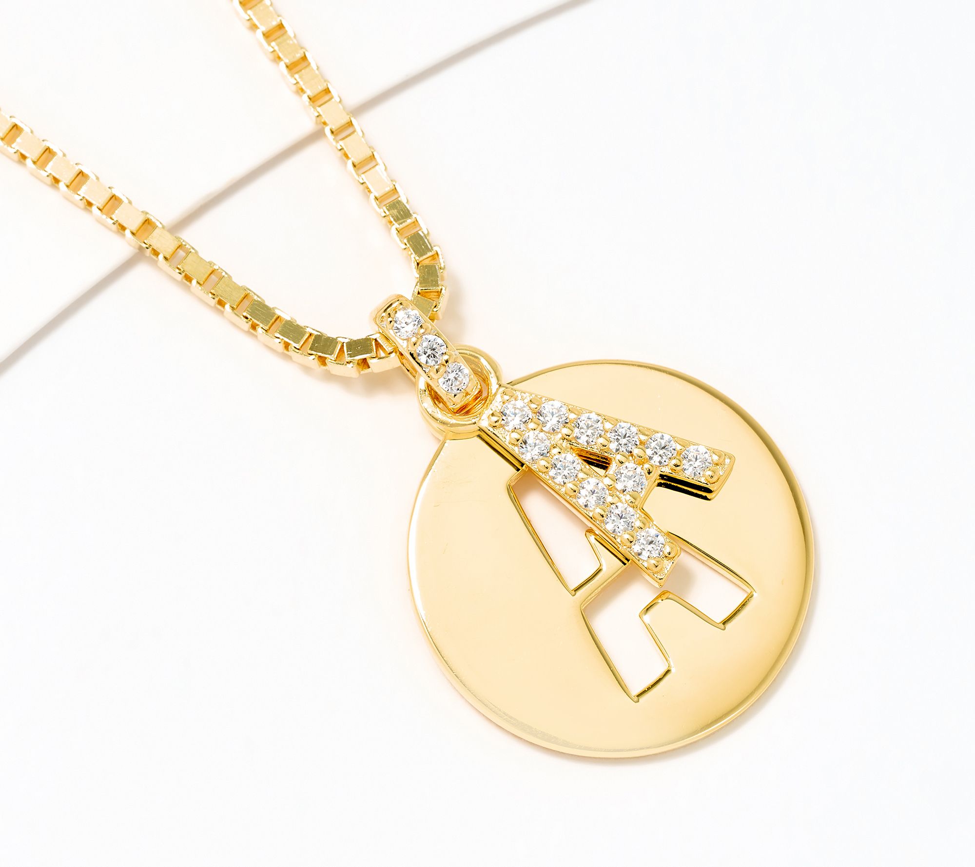 Diamonique x Kathy Levine Cut It Out Necklace, 14K Gold Plated
