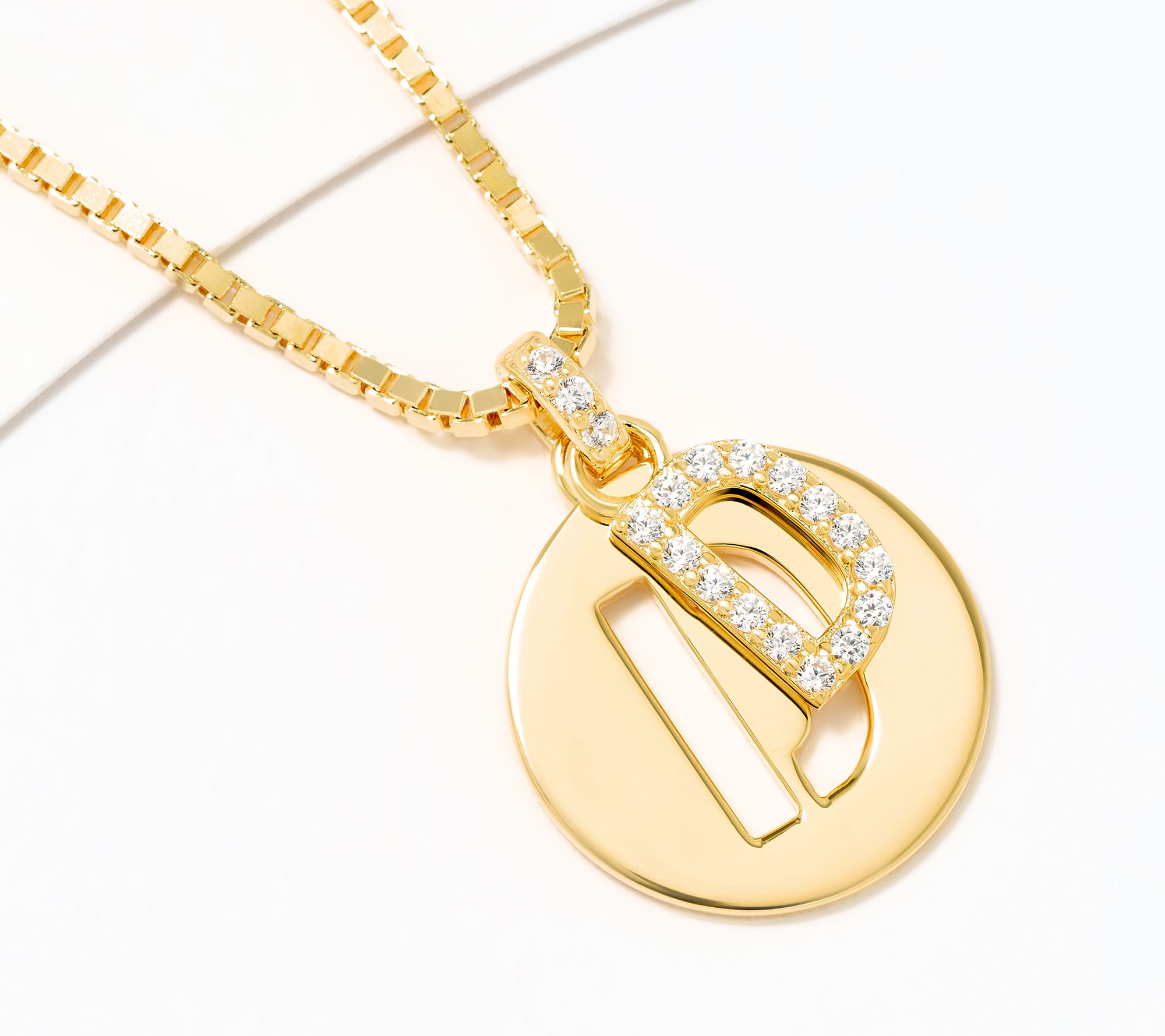 Diamonique x Kathy Levine Cut It Out Necklace, 14K Gold Plated