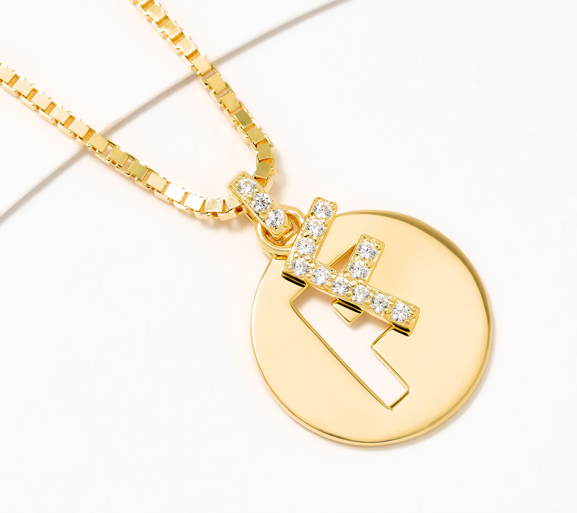 Diamonique x Kathy Levine Cut It Out Necklace, 14K Gold Plated