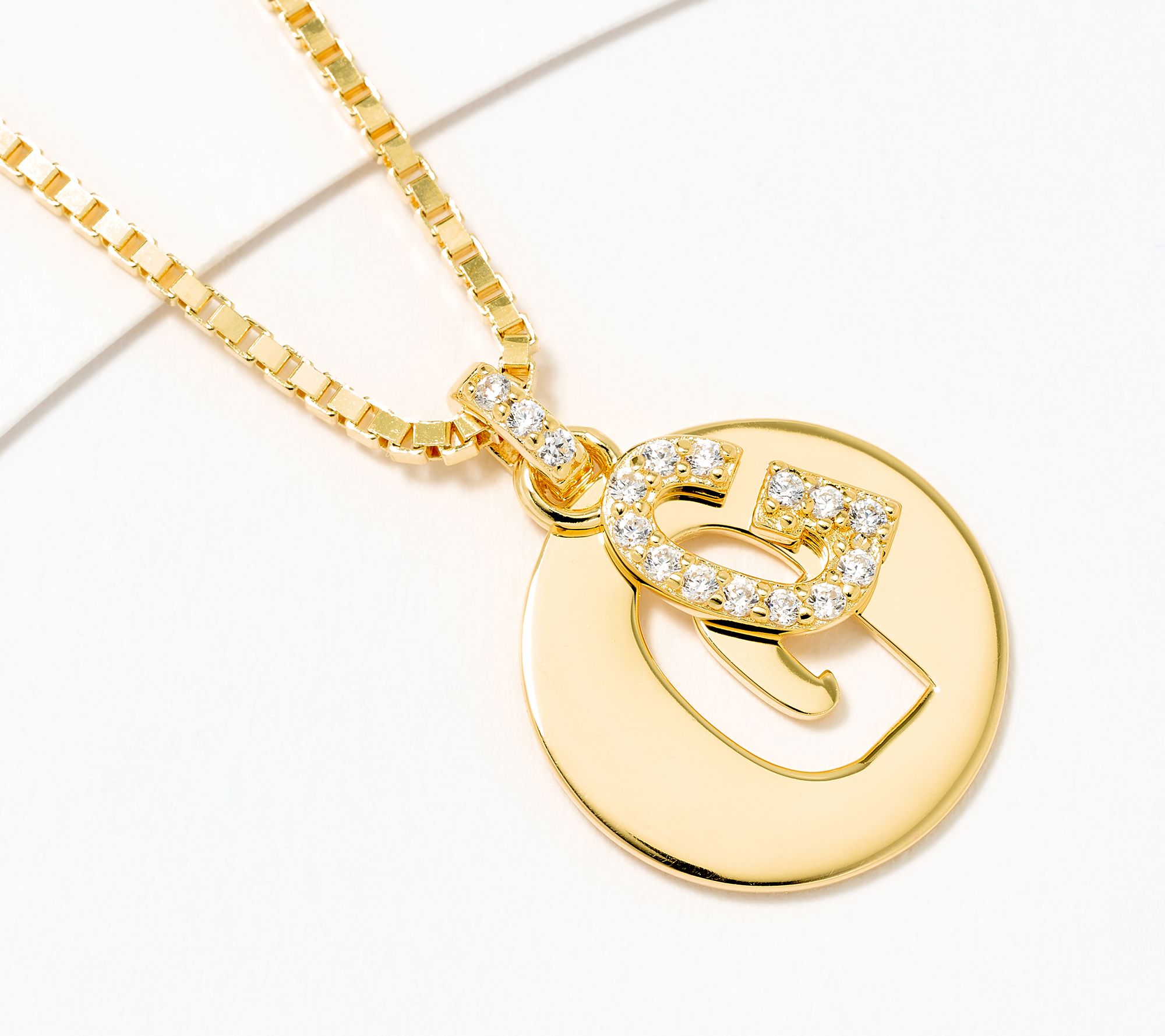 Diamonique x Kathy Levine Cut It Out Necklace, 14K Gold Plated