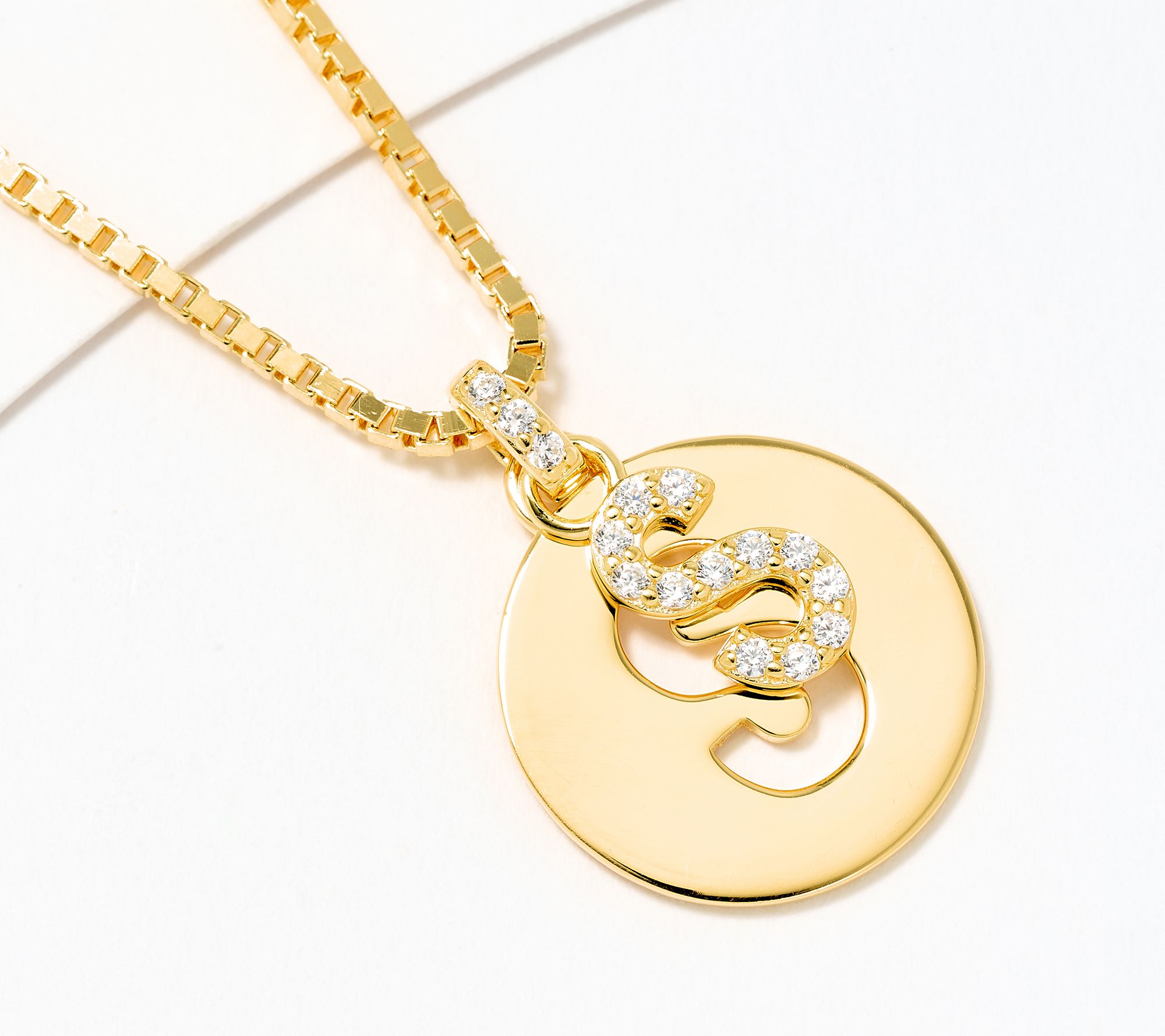 Diamonique x Kathy Levine Cut It Out Necklace, 14K Gold Plated