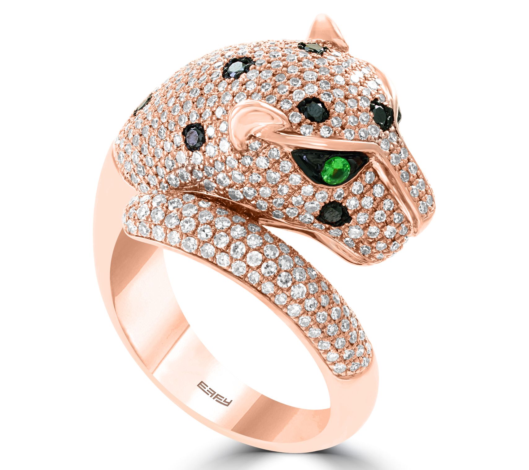 Effy Diamond & Tsavorite Panther Ring, 14K RoseGold
