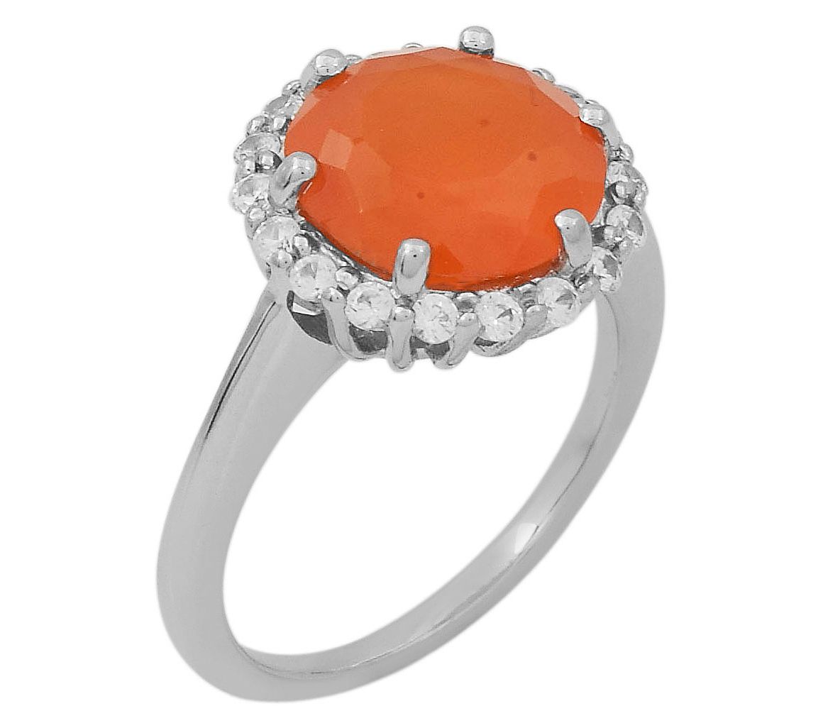 Affinity Gems Gemstone & Zircon Halo Ring, Sterling Silver