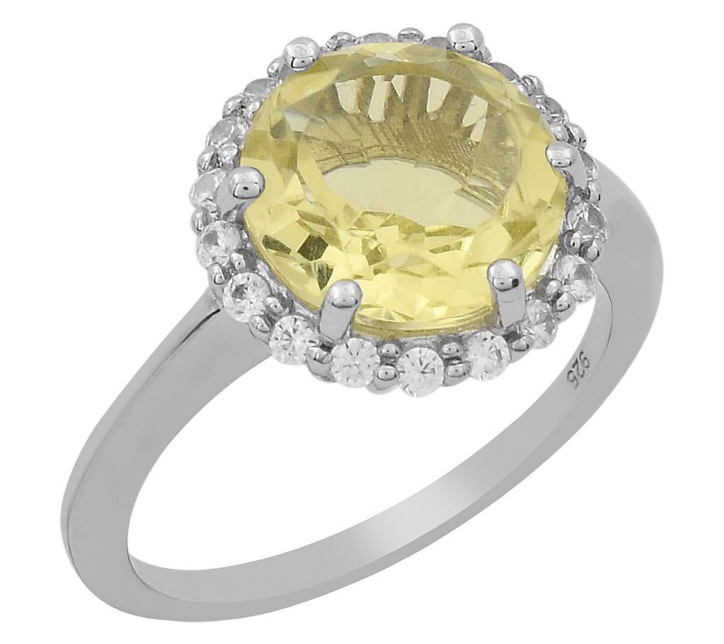 Affinity Gems Gemstone & Zircon Halo Ring, Sterling Silver