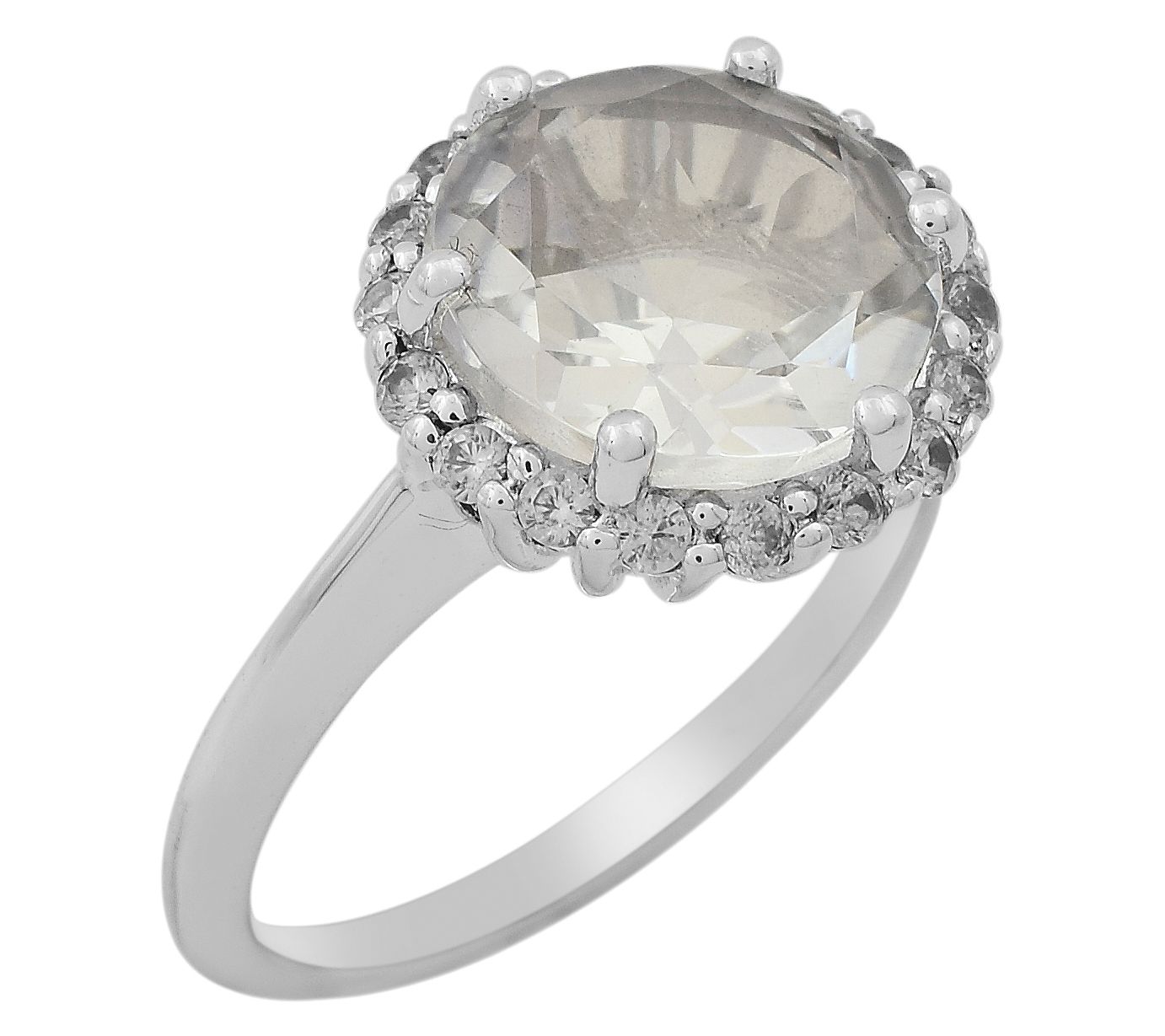 Affinity Gems Gemstone & Zircon Halo Ring, Sterling Silver