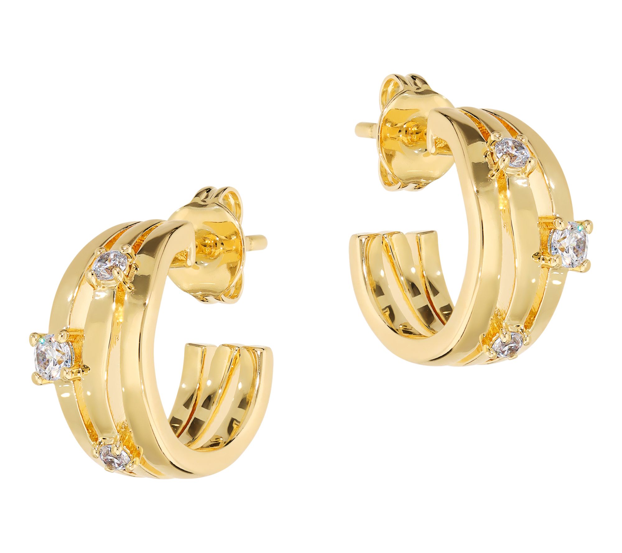 Diamonique x Bronzo Italia Fancy Hoop Earrings