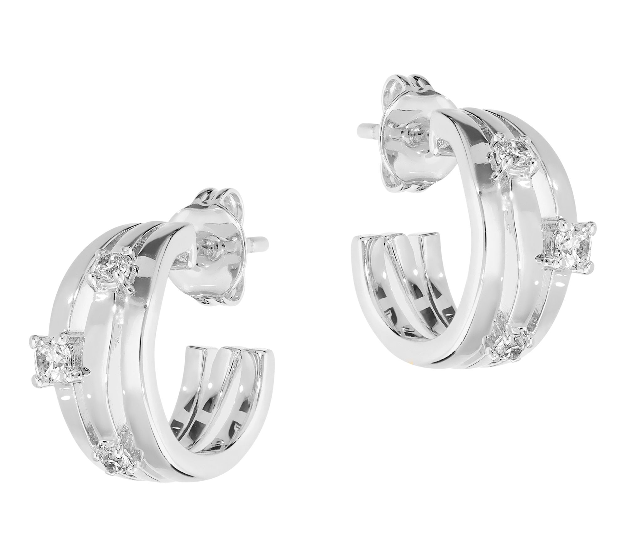 Diamonique x Bronzo Italia Fancy Hoop Earrings