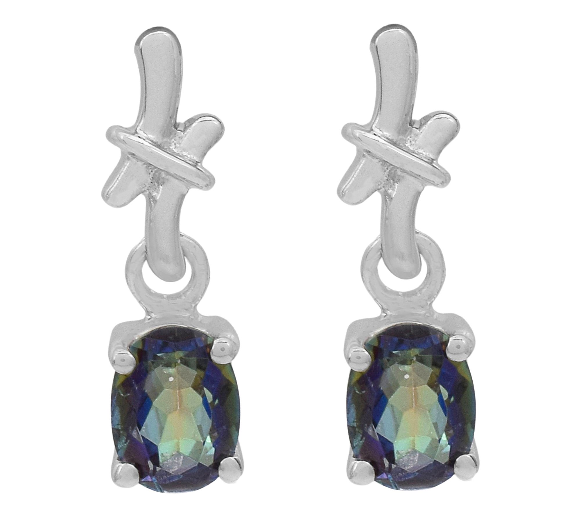 Affinity Gems Blue Coated Quartz Dangle Earrings, Sterling