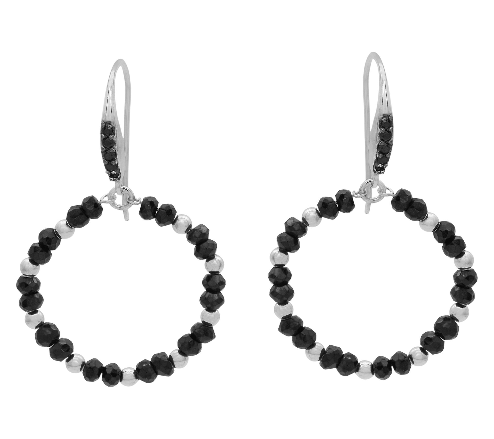 Affinity Gems Black Spinel Circle Earrings, Sterling