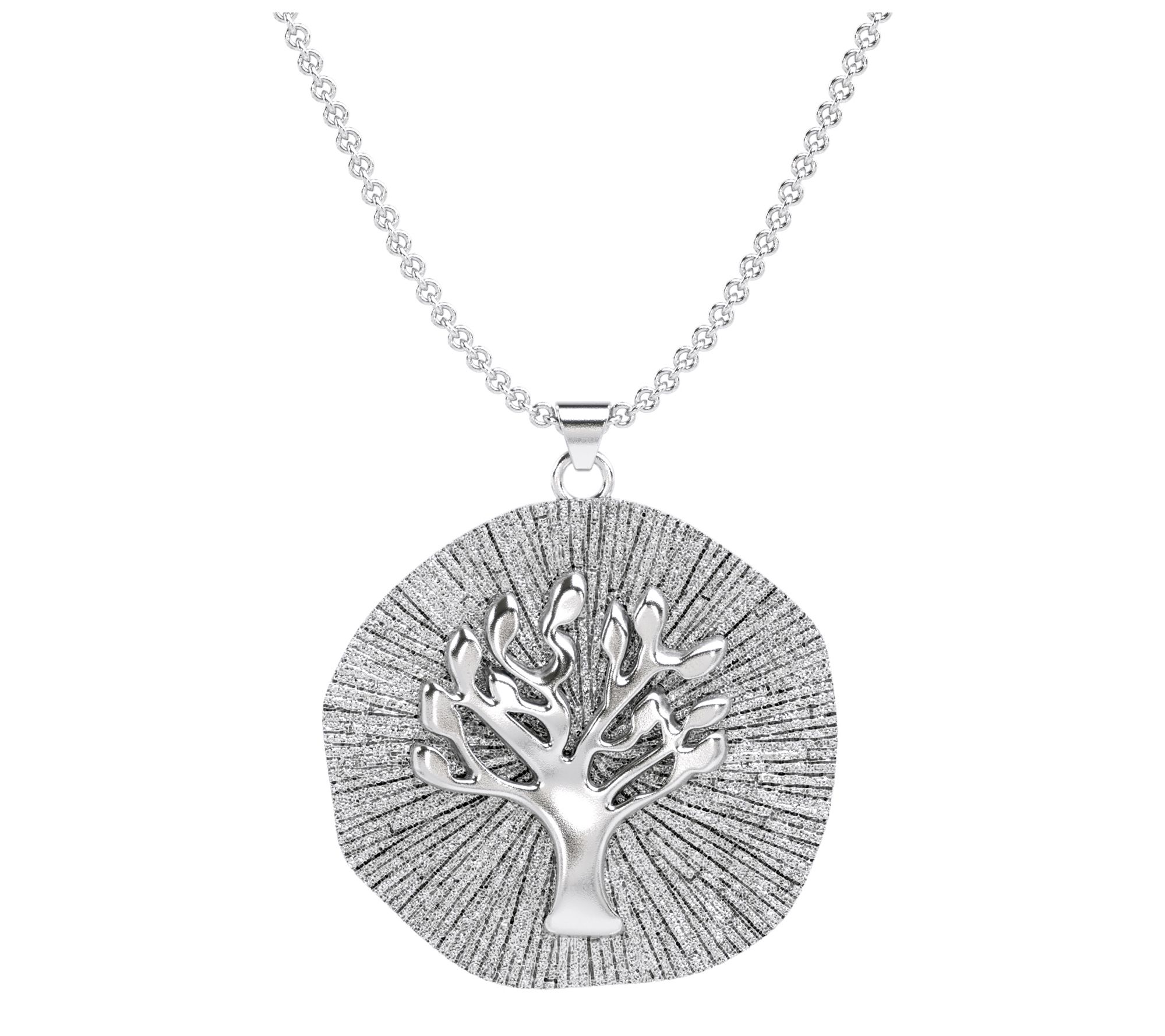 Or Paz Sterling Silver Textured Olive Tree Pendant w/ Chain