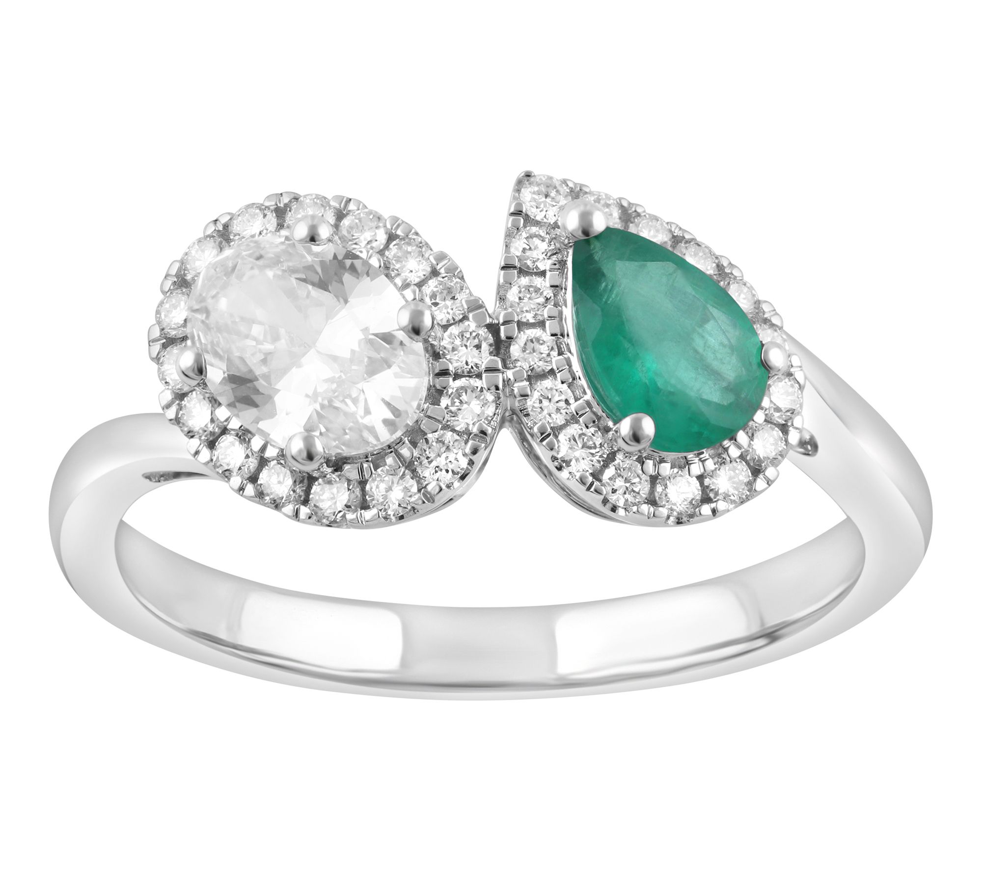 Fire Light 0.75 cttw Lab Grown Diamond & Emeral d Ring, 14K