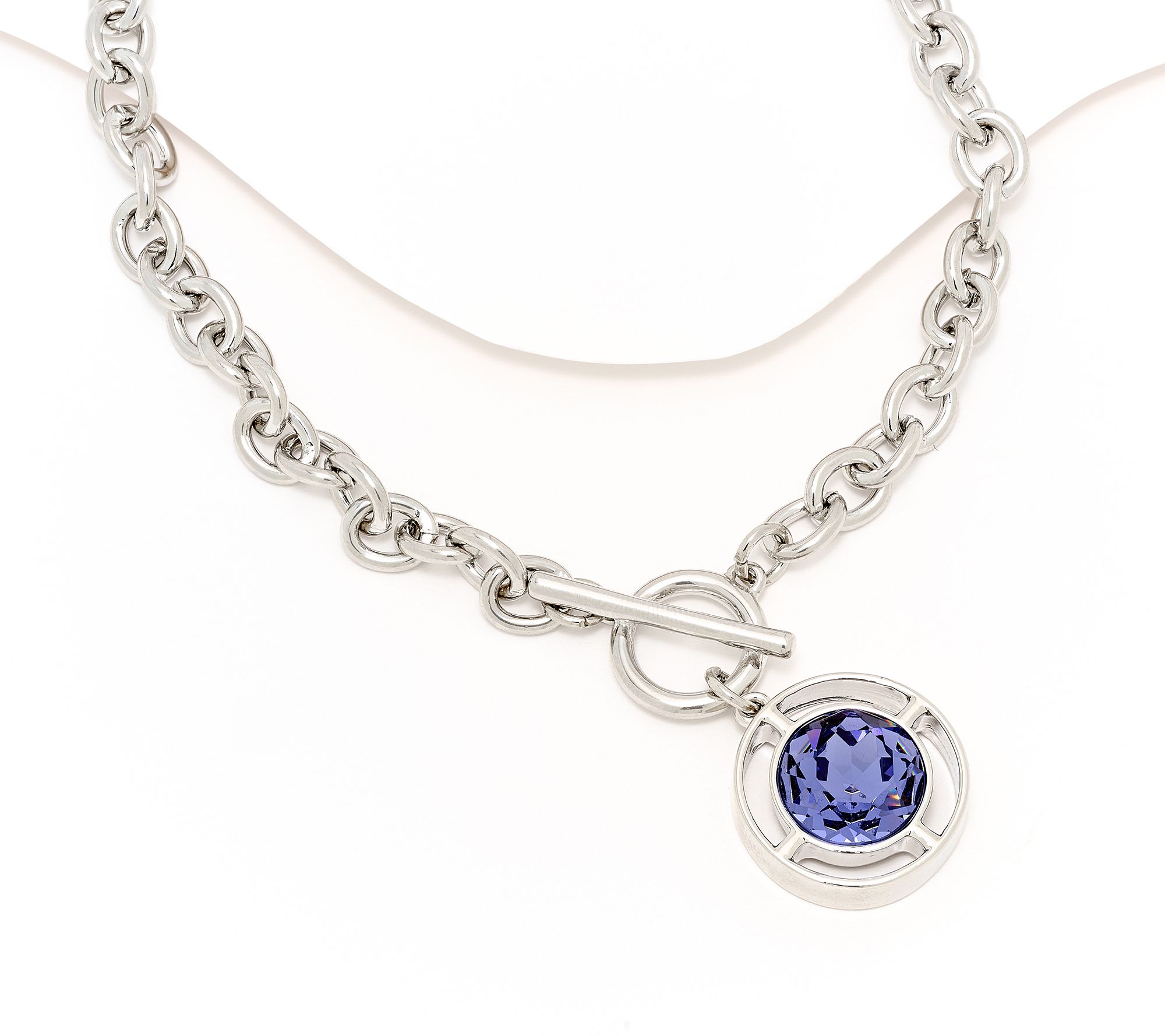 Denim and Co. Faux Toggle Necklace w/ Circle Drop