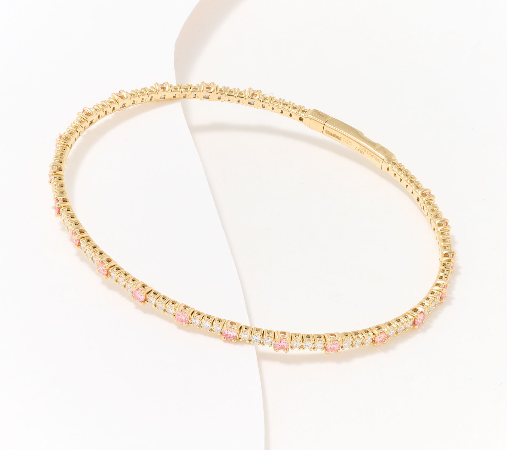 Effy Lab Grown Diamond Pink Diamond Bangle, 14K Gold