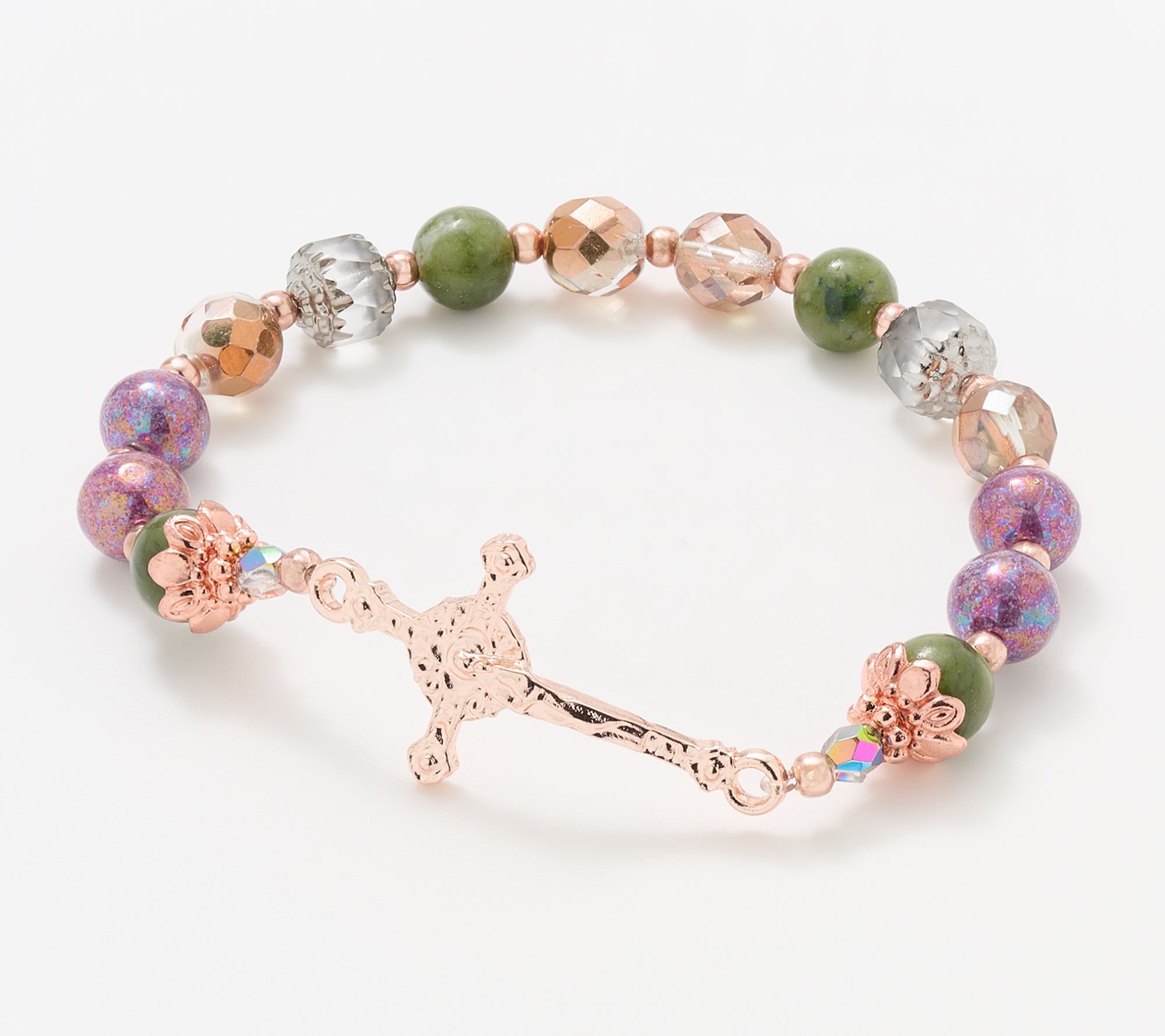 Connemara Marble Rose Goldtone Stretch Bracelet