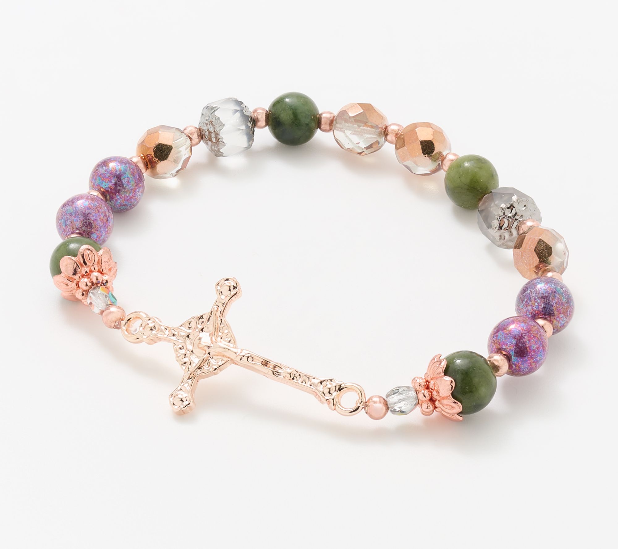 Connemara Marble Rose Goldtone Stretch Bracelet