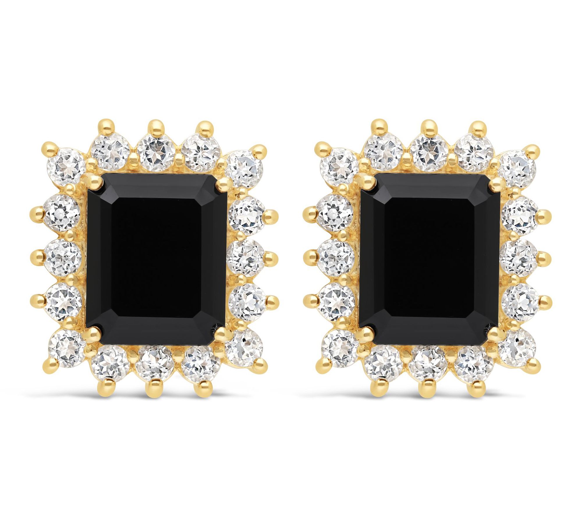 Ariva 18K Gold Clad Onyx & White Topaz Vivien Earrings