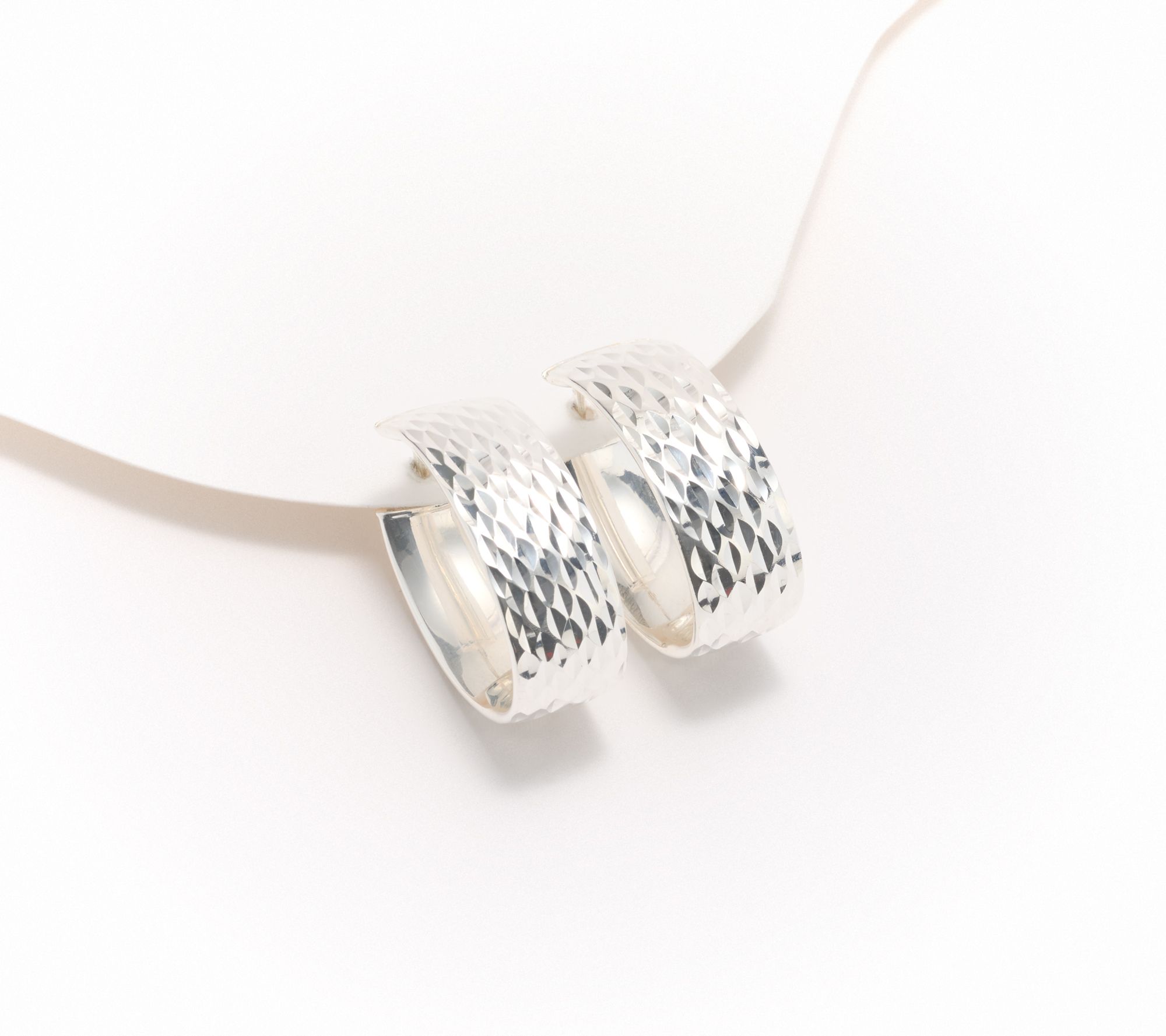 "As Is" UltraFine 950 Silver Squared Oval 1" Hoop Earrings