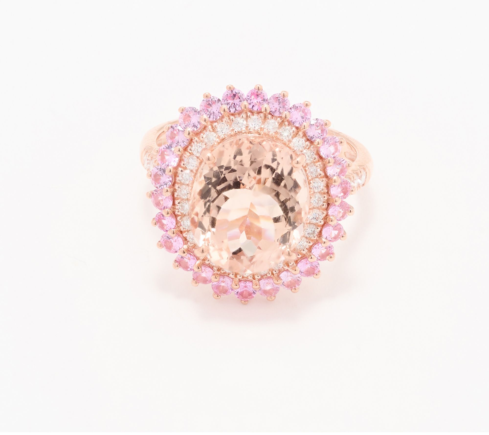 Effy 14K Rose Gold Diamond, Morganite & Pink Sapphire Ring