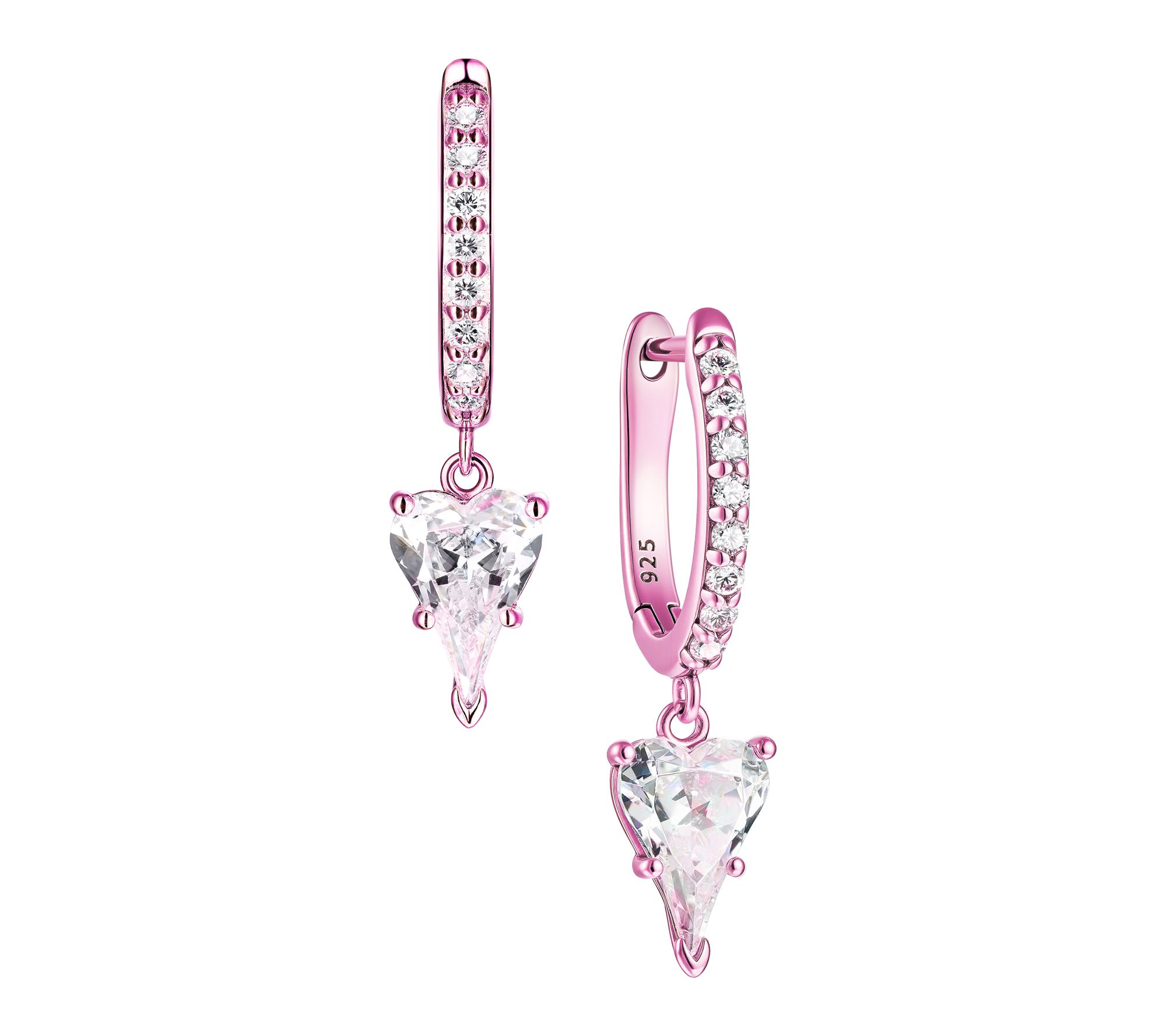 Diamonique x Jennifer Miller Pastel Heart Earrings, Sterling