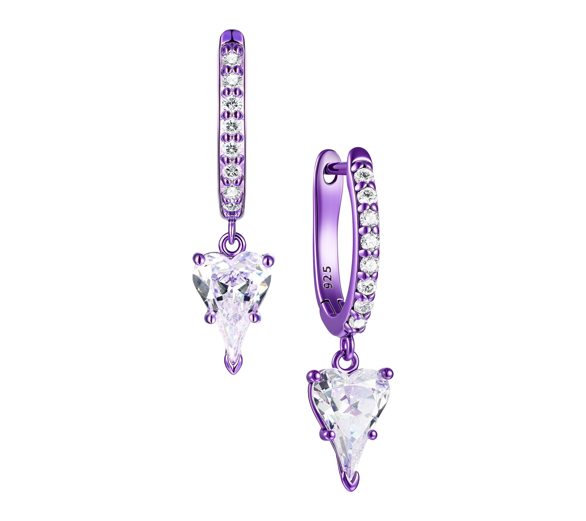 Diamonique x Jennifer Miller Pastel Heart Earrings, Sterling