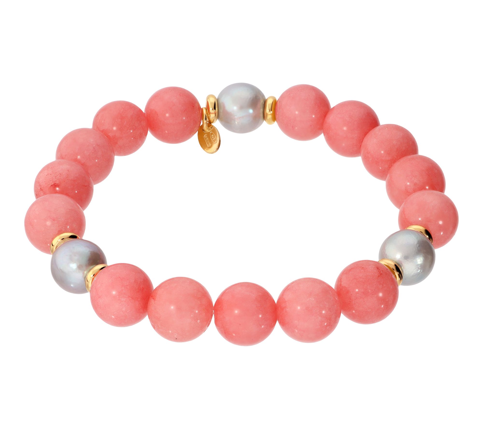 Honora Cultured Pearl & Jade Bead Stretch Bracelet, Sterling