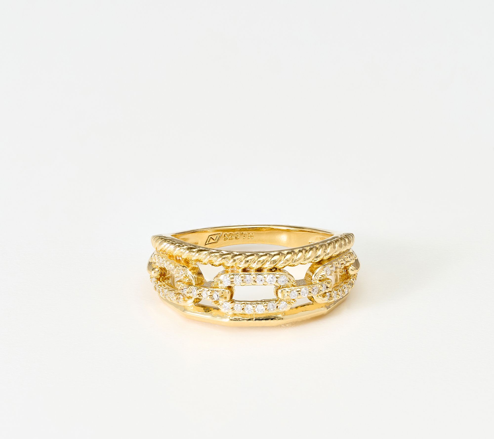  Affinity Diamonds 0.2 cttw 3 Row Chain Detail Ring, Sterling - J459537
