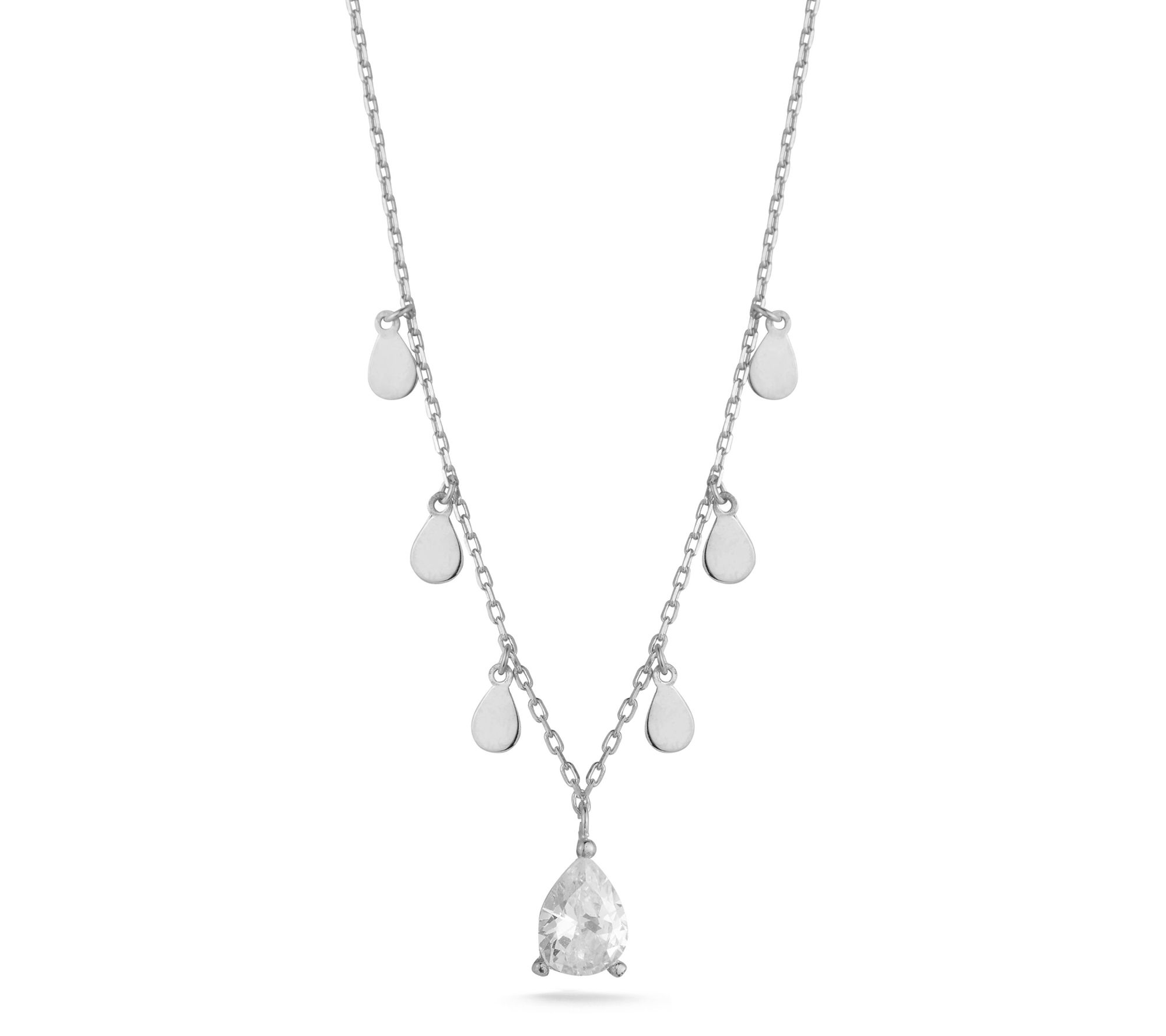 Sterlina Silver Pear Charm Necklace, Sterling