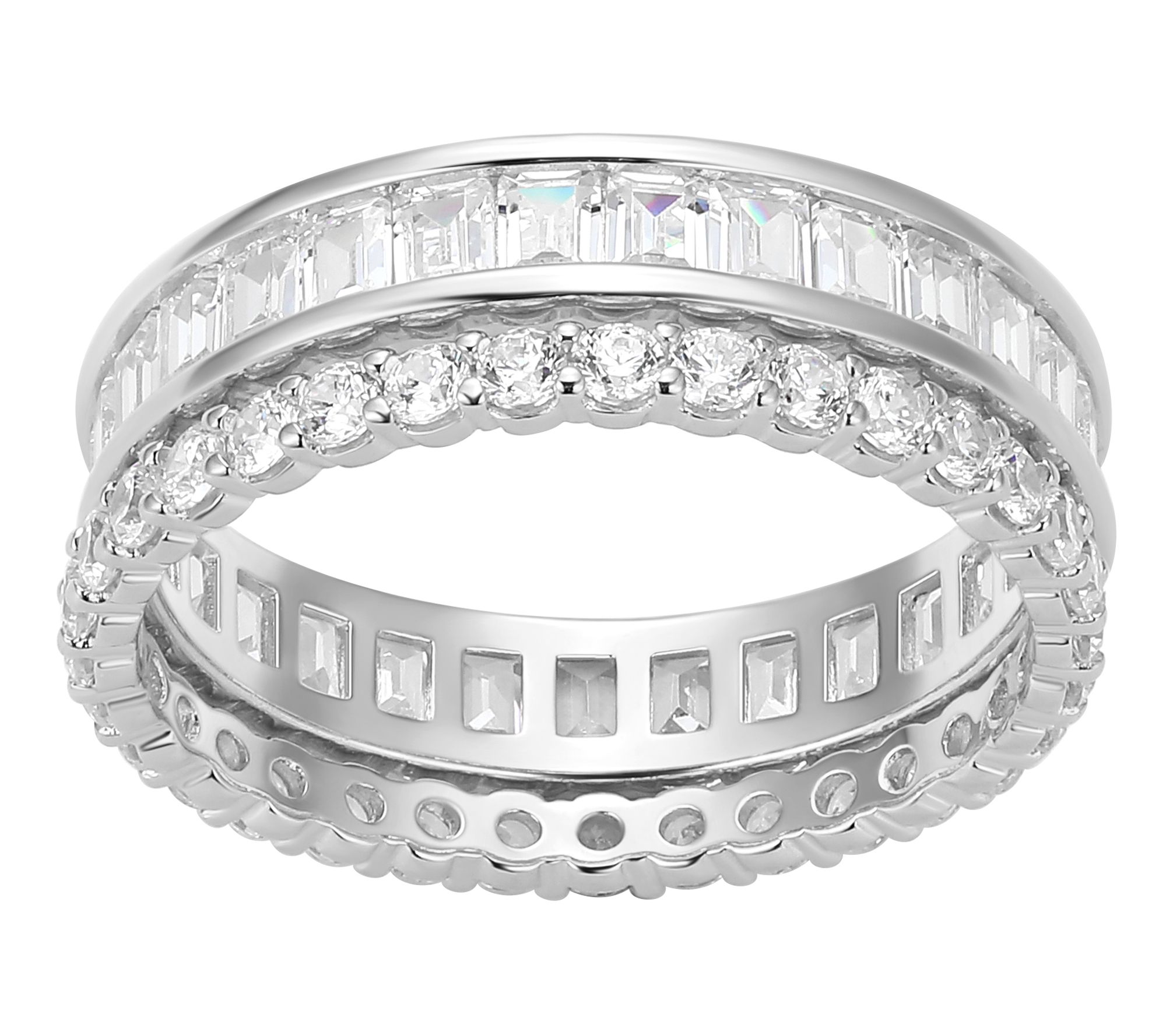 Diamonique Stackable Ring Set, Sterling Silver