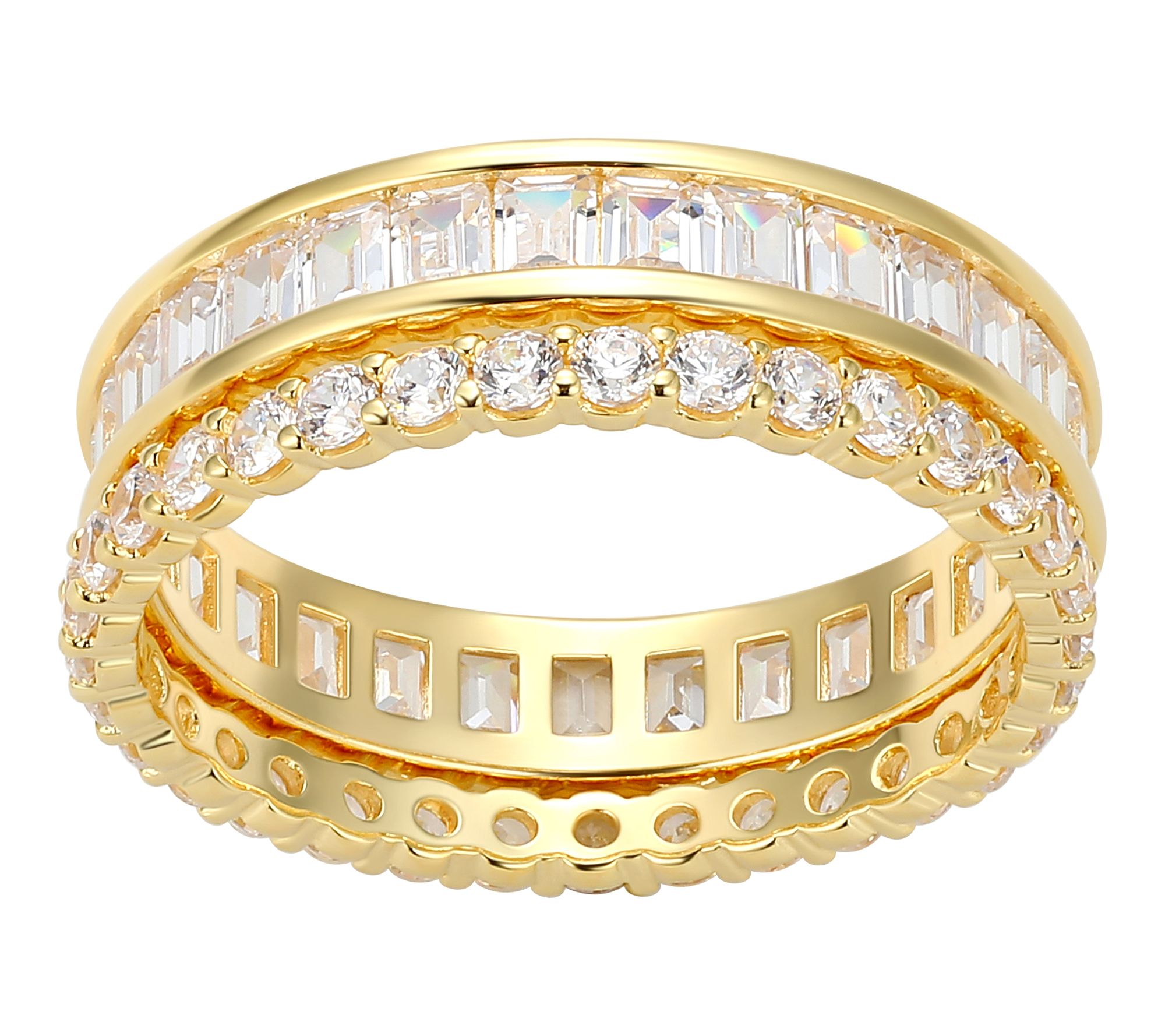 Diamonique Stackable Ring Set, Sterling Silver