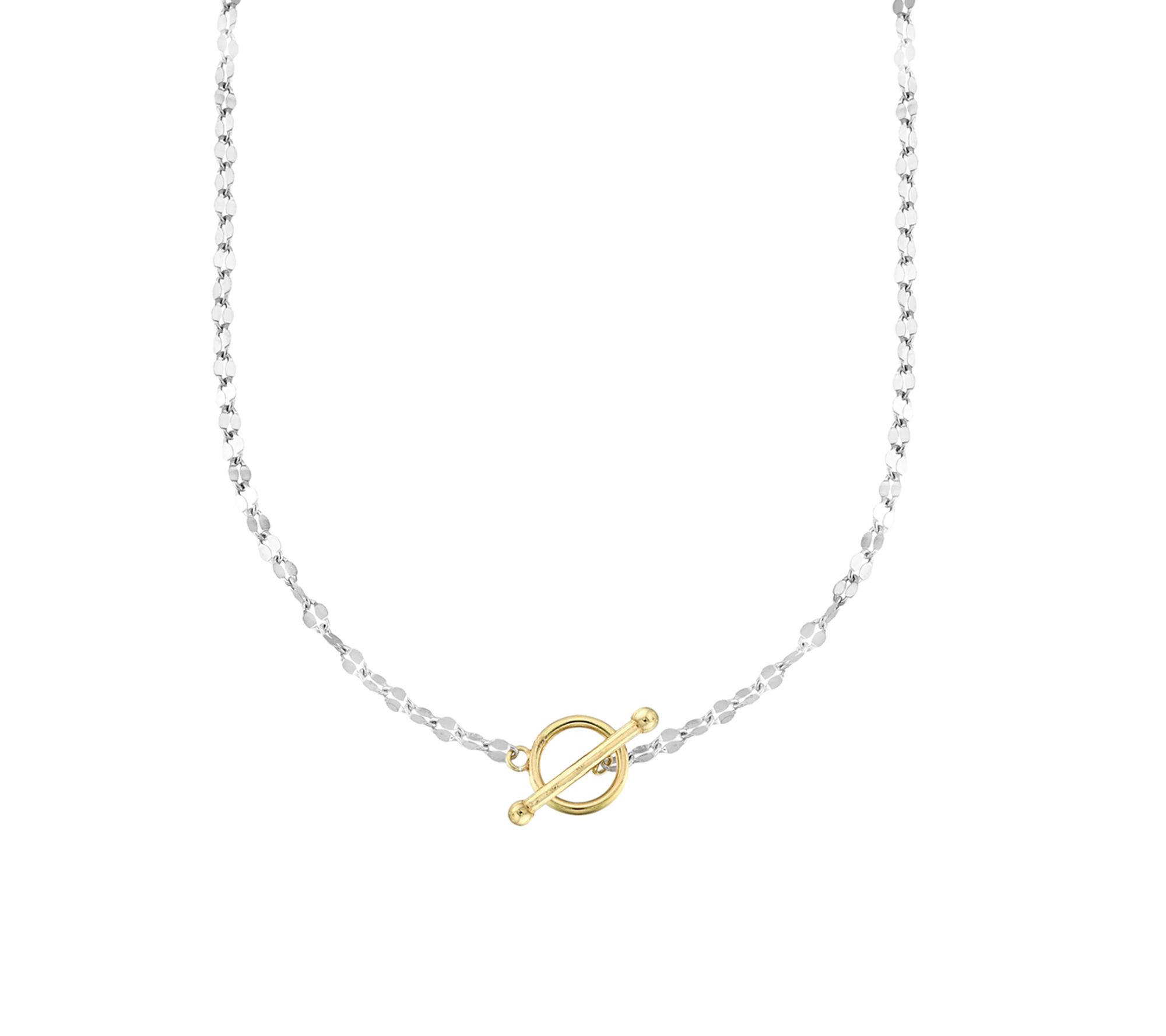 Silver Style Two-Tone Lumacina Link Toggle Necklace, Sterling