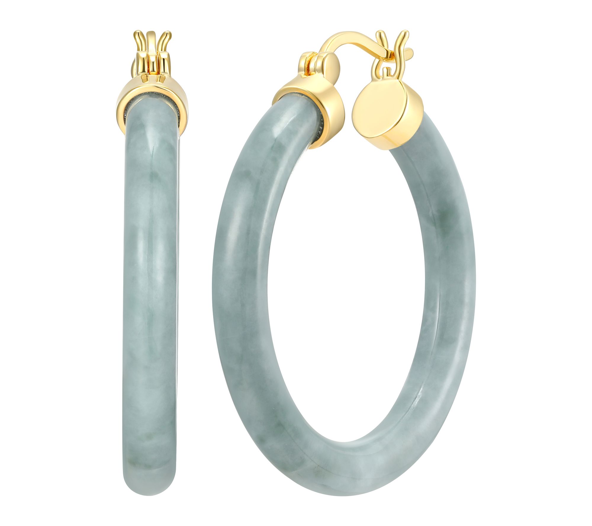 Dynasty Jade 32mm Hoop Earrings,18K Gold Plated