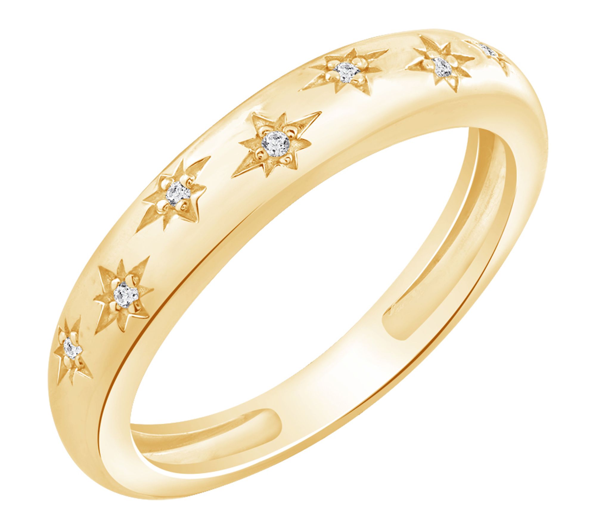 Fire Light Lab Grown Diamond Accent Star Band Ring, 14K Plated