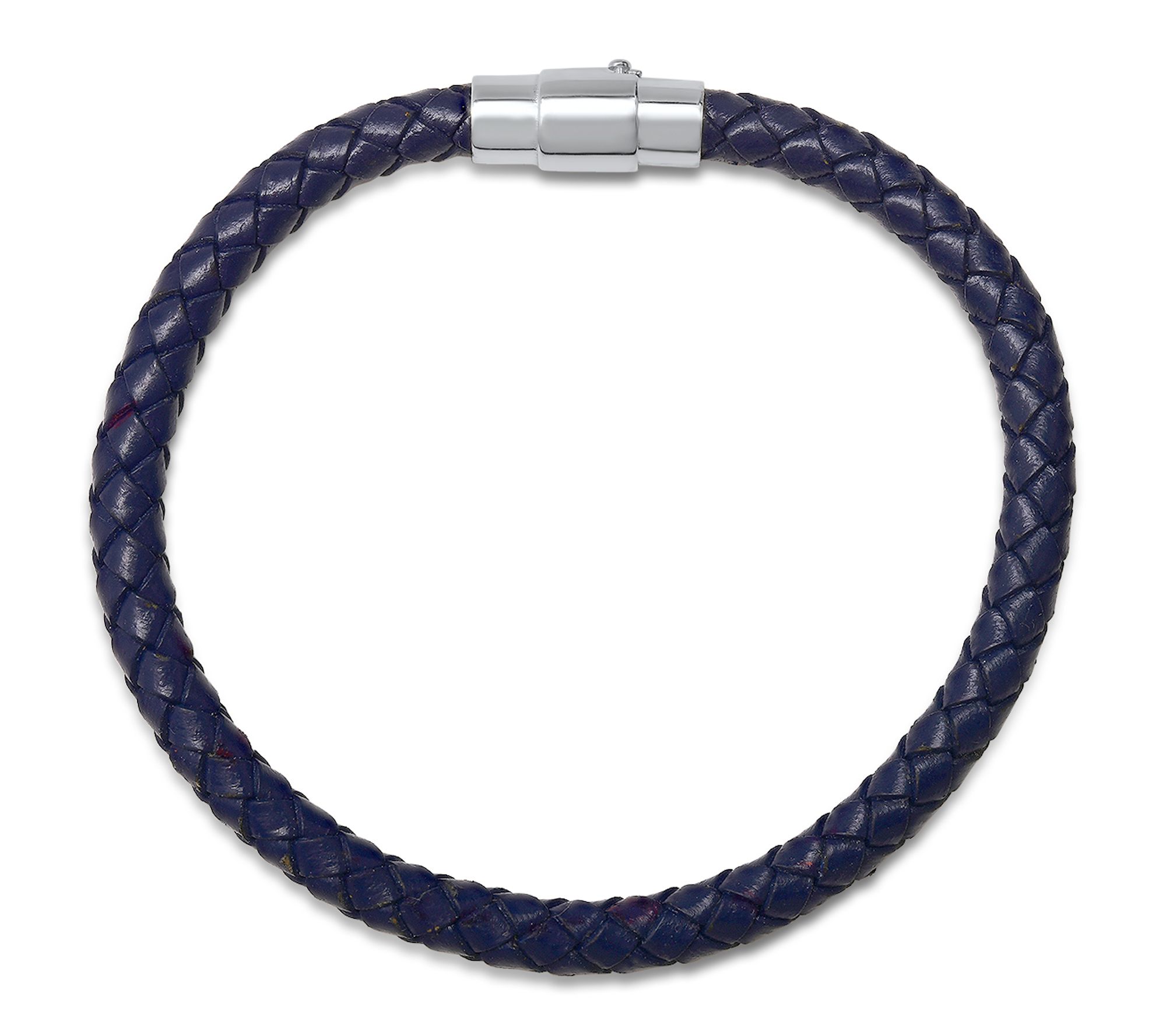 Silver Style Men's Braided Leather Bracelet, Sterling
