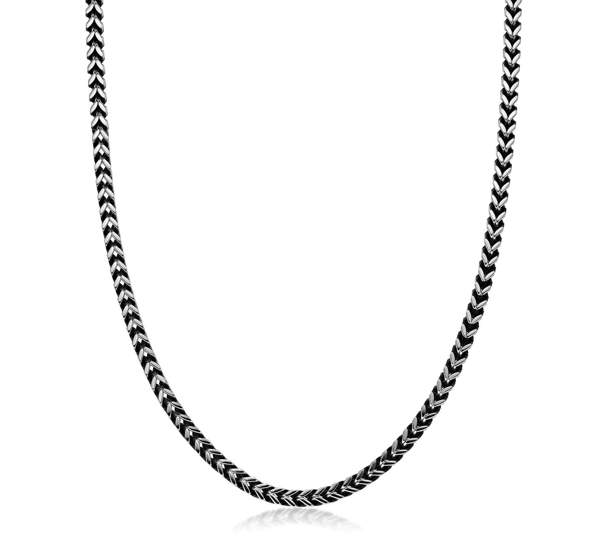 LYNX Men's Black IP Stainless Steel Foxtail Chain Necklace