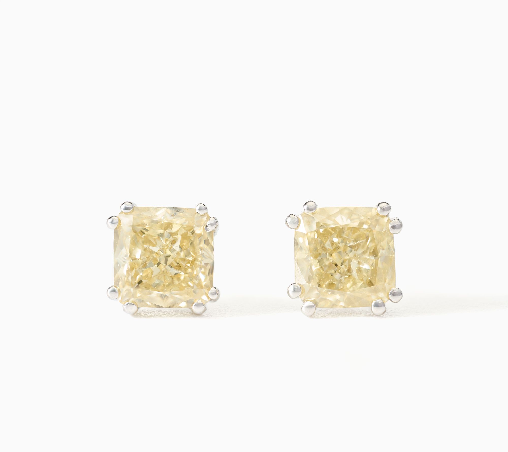 Fire Light Lab Grown Diamonds 2.00 cttw Color Cushion Cut Studs, 14K Gold