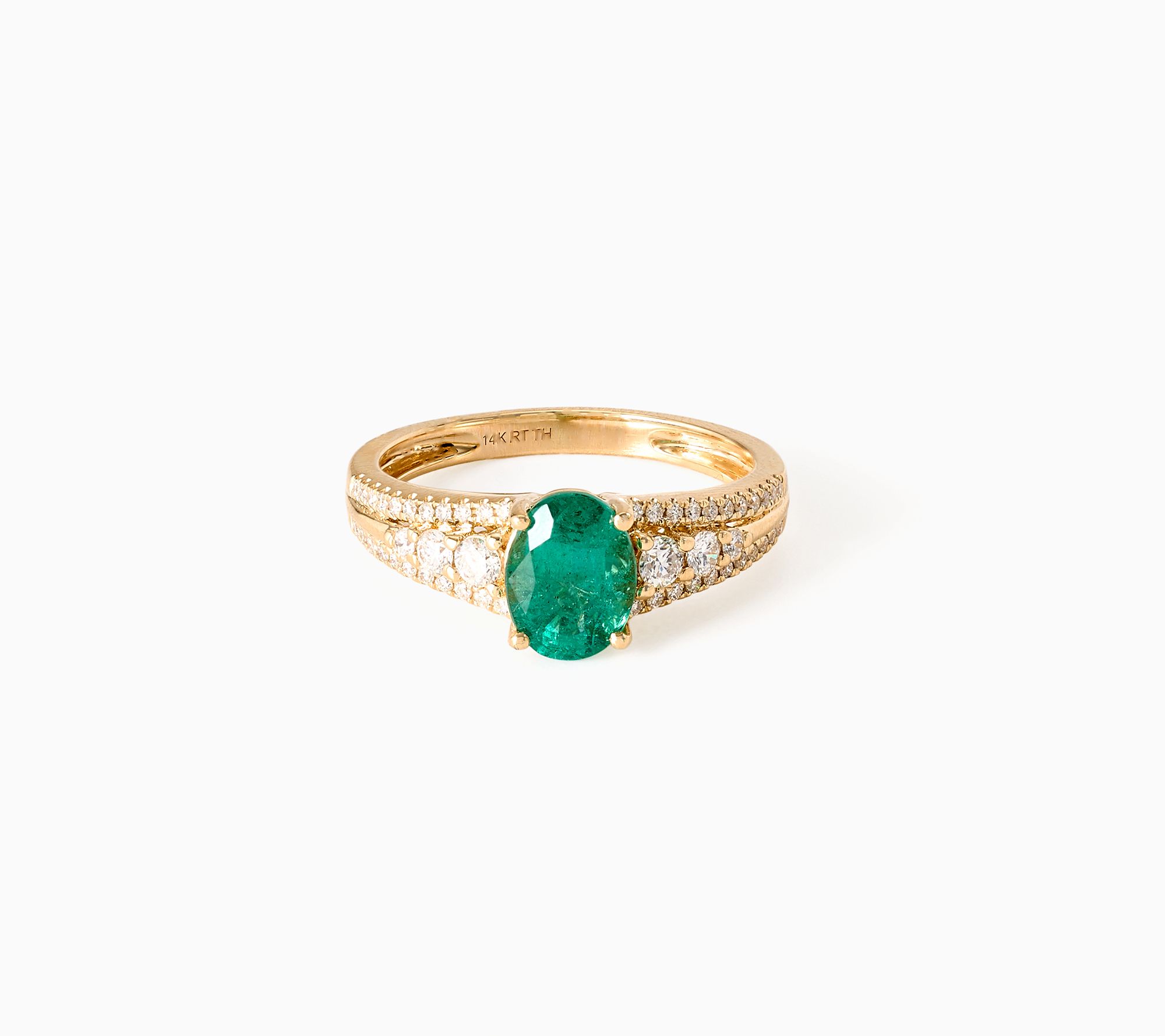 Color by Jeff Moseley 1.00 ctw Emerald Oval Center Ring 14k Gold