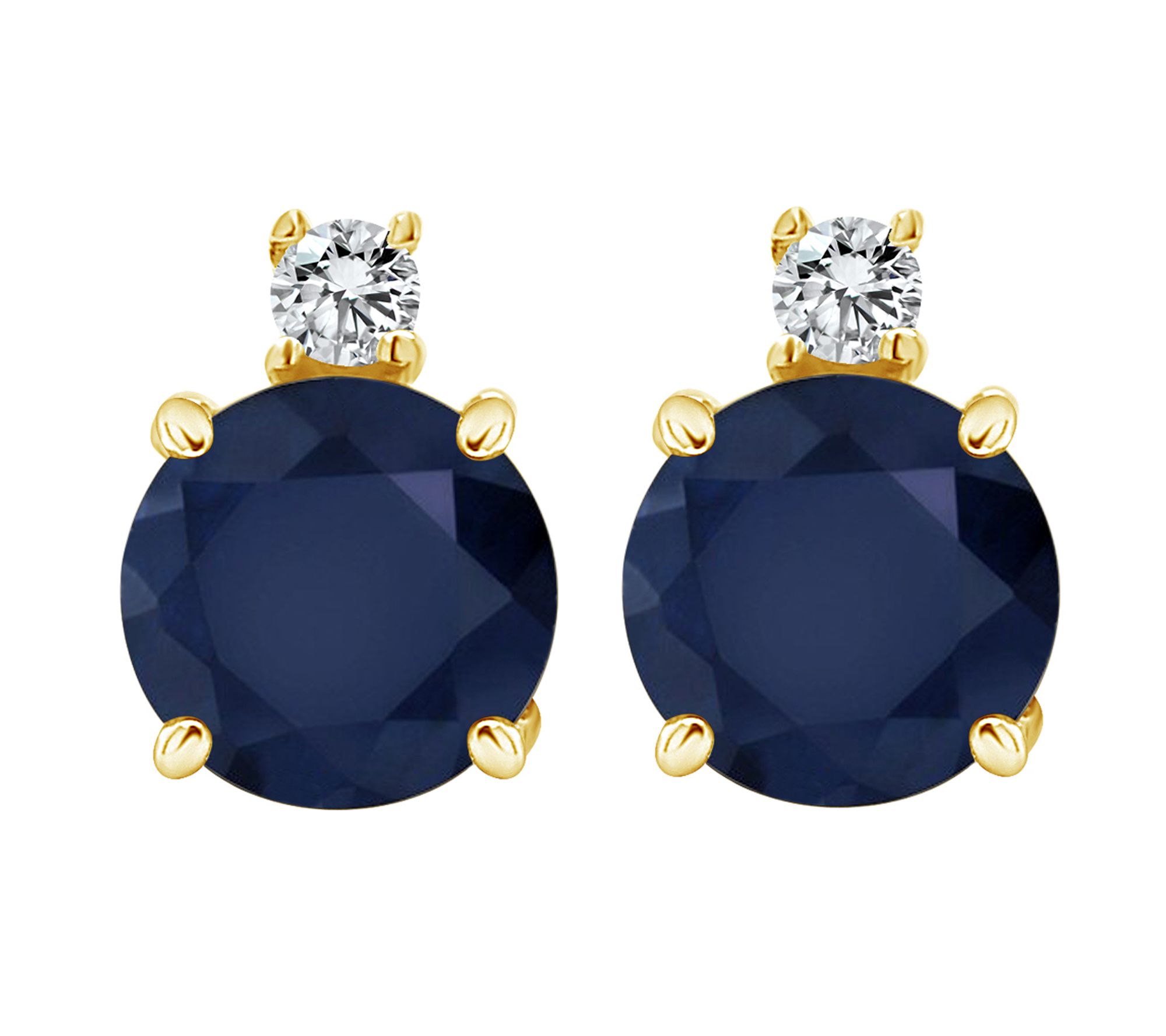 14K 5mm Round 1.20 cttw Sapphire & Diamond StudEarrings