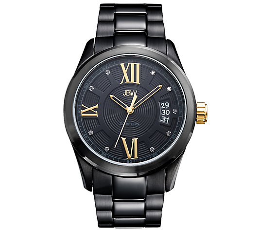 JBW Men's Bond Black Ion-Plated Stainless Diamond Watch