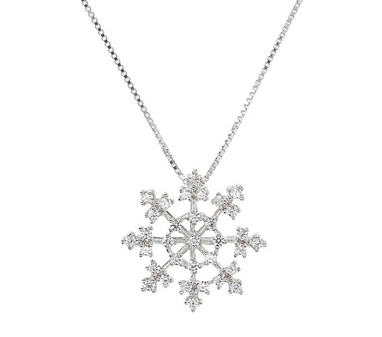 Diamonique Sterling 0.60 cttw Snowflake Pendantw/ Chain