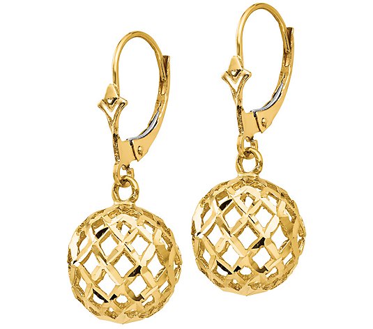14k Yellow Gold Leverback Filigree Earrings Lever Back Drop Dangle Fine Jewelry