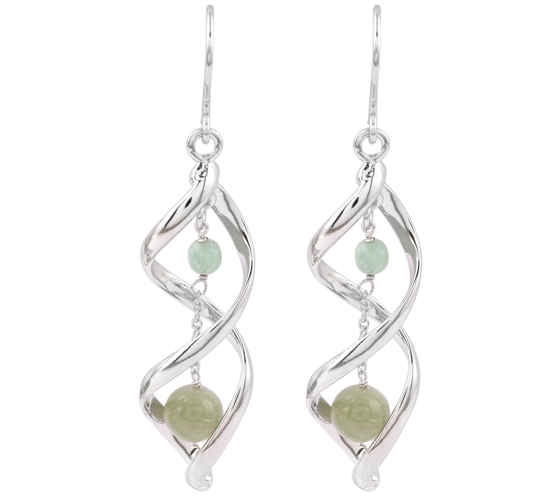 Sterling Silver Green Aventurine Dangle Earrings
